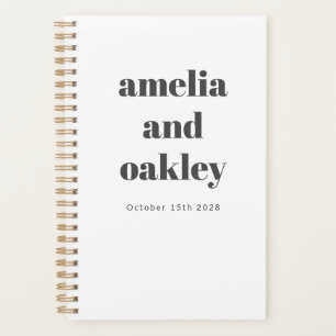 Bold Minimalist Black White Retro Custom Wedding Planner