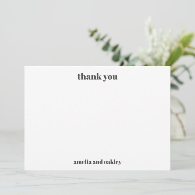 Bold Minimalist Black White Retro Custom Wedding Thank You Card (Standing Front)