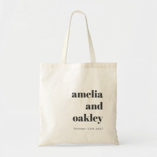 Bold Minimalist Black White Retro Custom Wedding Tote Bag