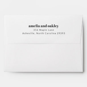 Bold Minimalist Black White Wedding Return Address Envelope