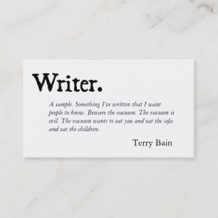 Bold Minimalist Black White Writer Business Card