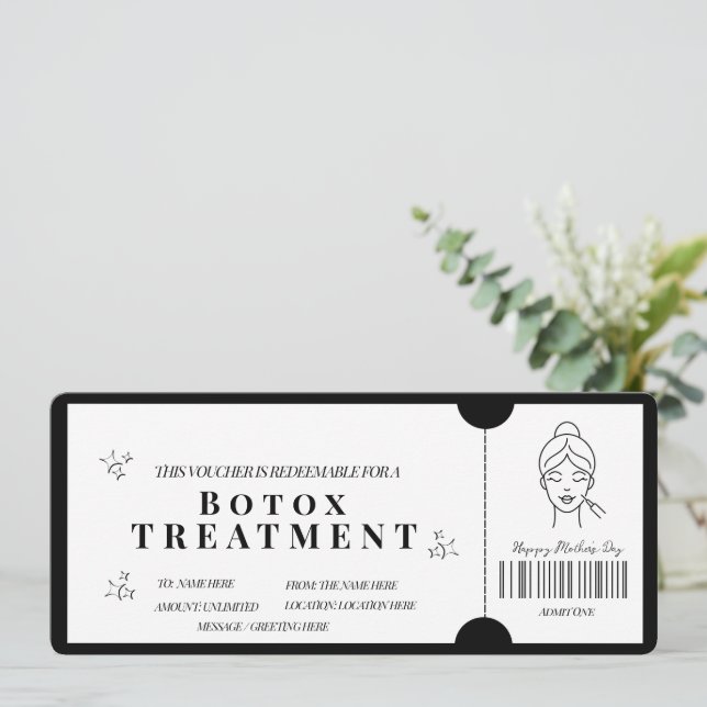 Bold Minimalist Botox Treatment Voucher  invite (Standing Front)