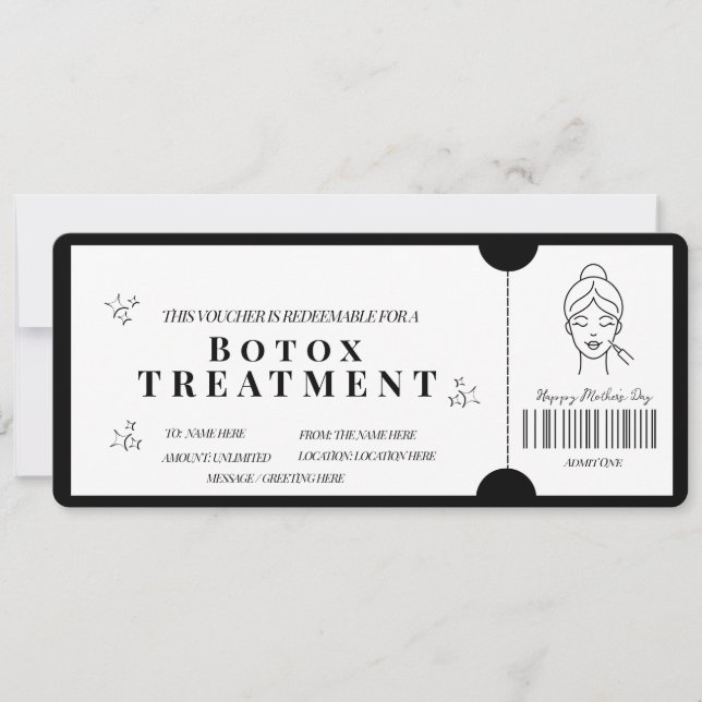 Bold Minimalist Botox Treatment Voucher  invite (Front)