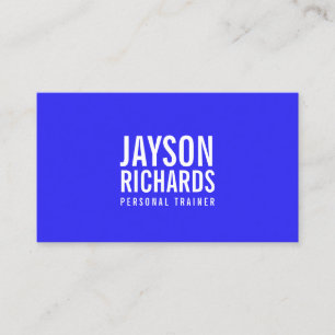 Bold Minimalist Bright Blue Personal Trainer Business Card