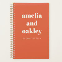 Bold Minimalist Bright Orange Retro Custom Wedding