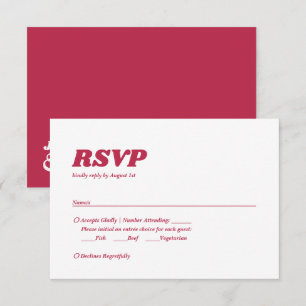 Bold Minimalist Chic Retro Viva Magenta Wedding RSVP Card