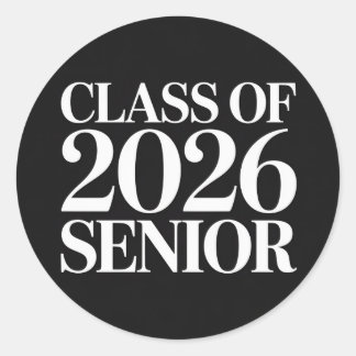 Bold Minimalist Class of 2026 Senior Graduation Classic Round Sticker