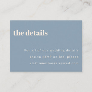 Bold Minimalist Dusty Blue Retro Custom Wedding Enclosure Card