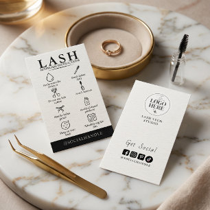 Bold Minimalist Lash Aftercare Icons Social Media Business Card