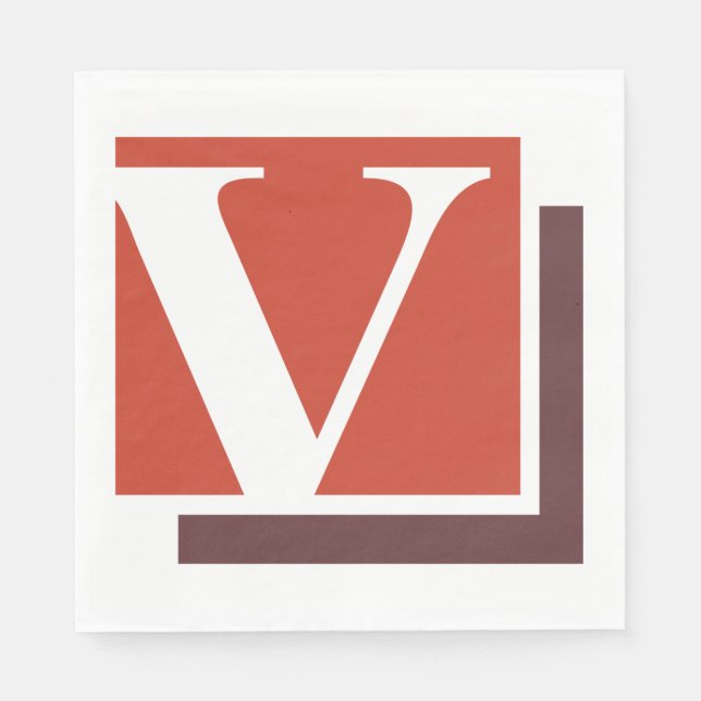 Bold Minimalist Letter V Monogram Napkin (Front)