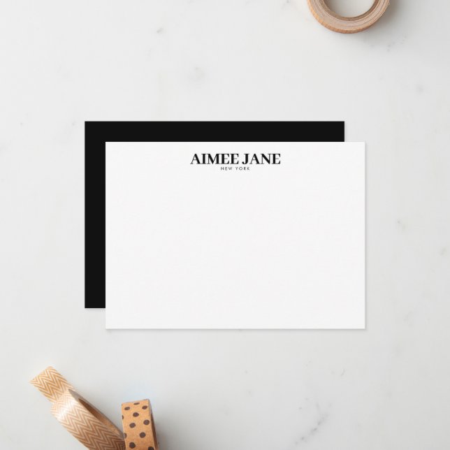Bold Minimalist Luxury Boutique Black/White Card (Front/Back In Situ)