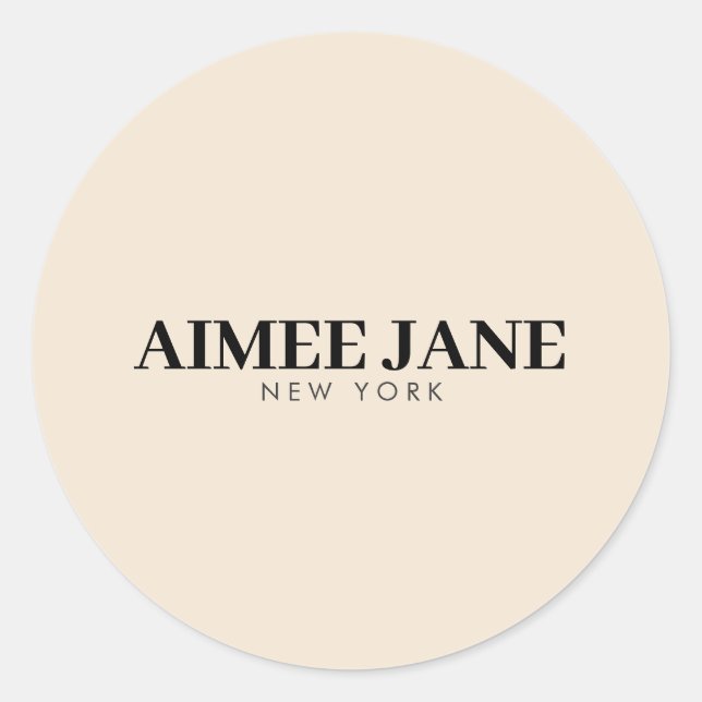 Bold Minimalist Luxury Boutique Dark Ivory Classic Round Sticker (Front)