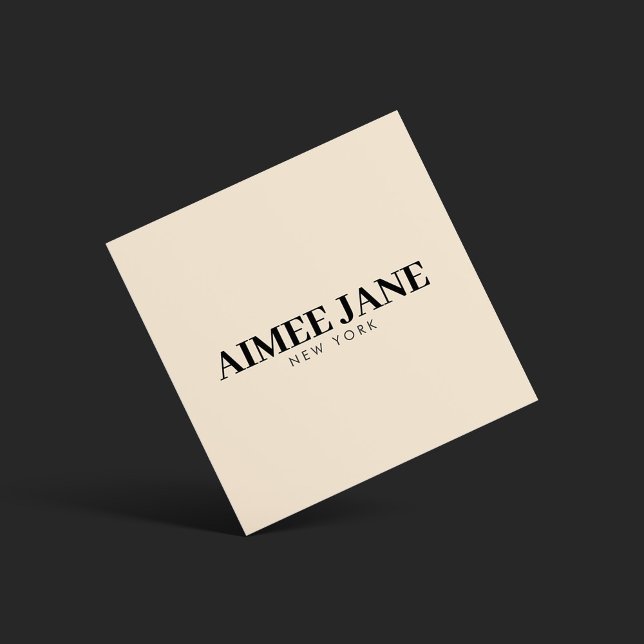 Bold Minimalist Luxury Boutique Dark Ivory Square Business Card (Creator Uploaded)