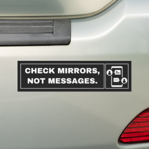 Bold Minimalist Mirror Check Bumper Sticker