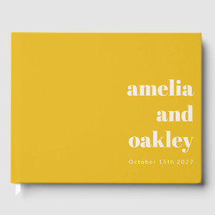 Bold Minimalist Modern Yellow Retro Custom Wedding Guest Book