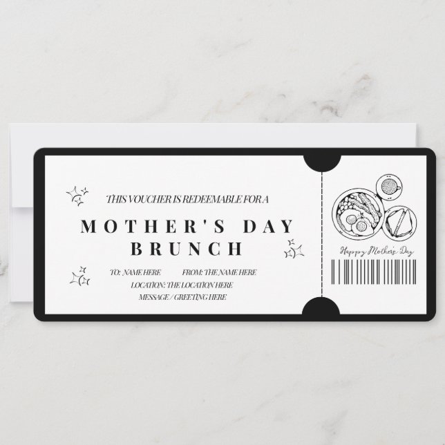 Bold Minimalist Mother’s Day Brunch Voucher  Invitation (Front)