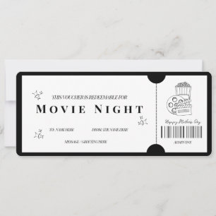 Bold Minimalist Movie Night Voucher Invitation