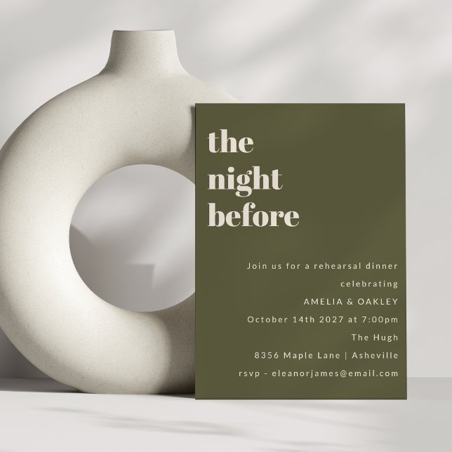 Bold Minimalist Olive Simple Rehearsal Dinner Invitation (Creator Uploaded)