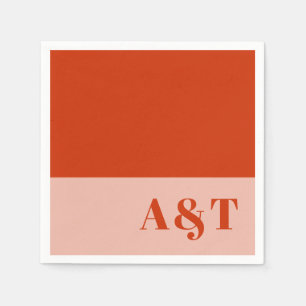 Bold Minimalist Orange Pink Wedding Napkin
