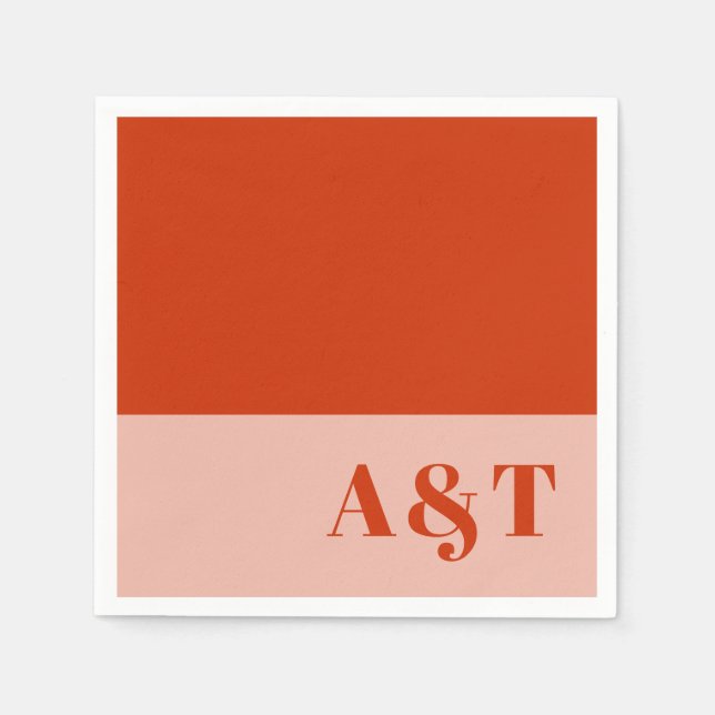 Bold Minimalist Orange Pink Wedding Napkin (Front)