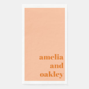 Bold Minimalist Peach Orange Retro Custom Wedding Napkin