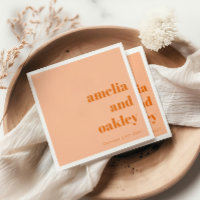 Bold Minimalist Peach Retro Custom Wedding