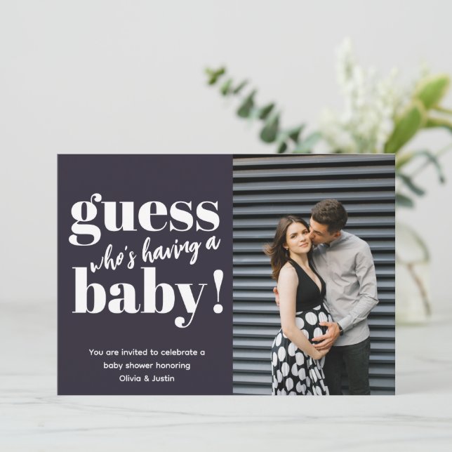Bold Minimalist Photo Baby Shower Invitation (Standing Front)