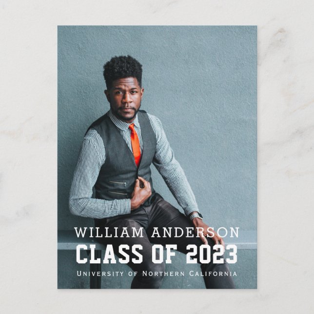 Bold Minimalist Photo Graduation Announcement (Front)