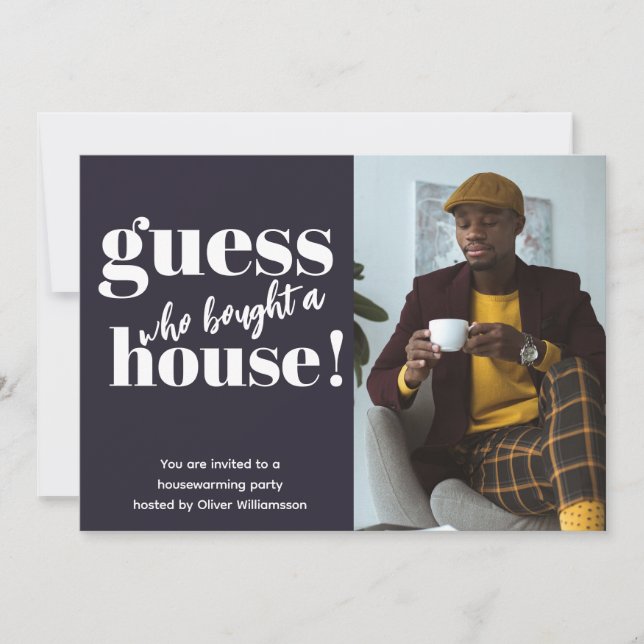 Bold Minimalist Photo Housewarming Party Invite (Front)