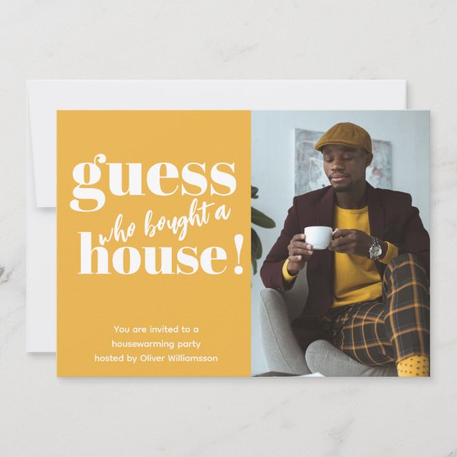 Bold Minimalist Photo Housewarming Party Invite (Front)