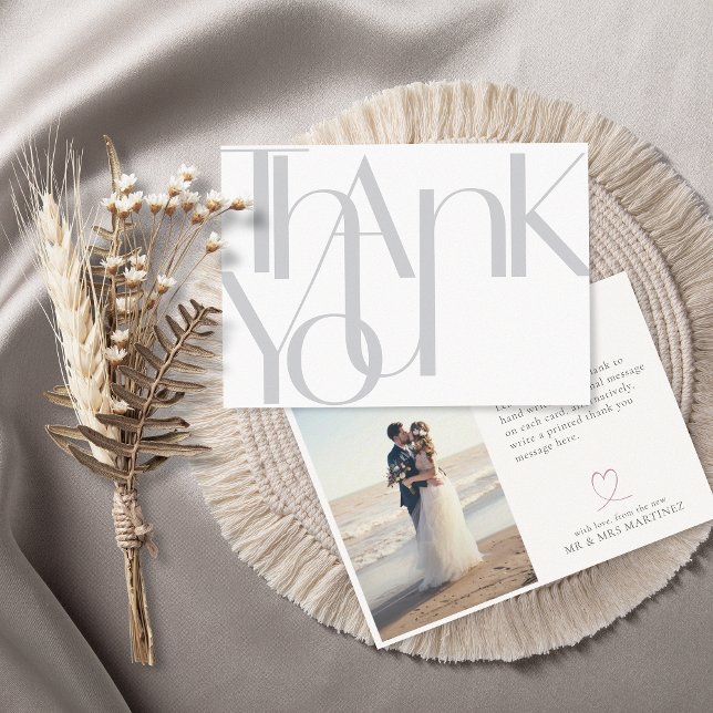 Bold Minimalist Photo light Gray Thank You Card (Creator Uploaded)