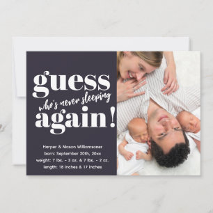 Bold Minimalist Photo Twins Birth Announcement