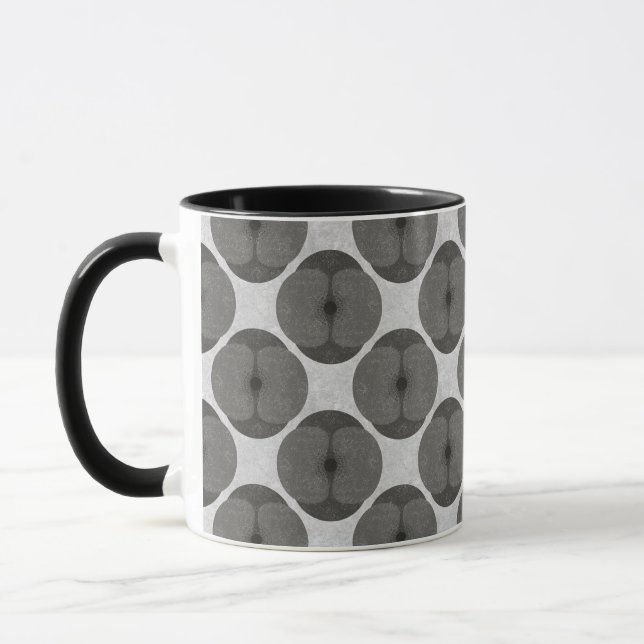 Bold Minimalist Poppy Textured Floral Black Mug (Left)