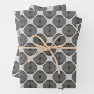 Bold Minimalist Poppy Textured Floral Black Wrapping Paper Sheet