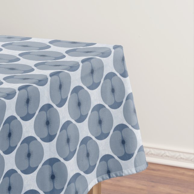 Bold Minimalist Poppy Textured Floral Blue Tablecloth (In Situ)