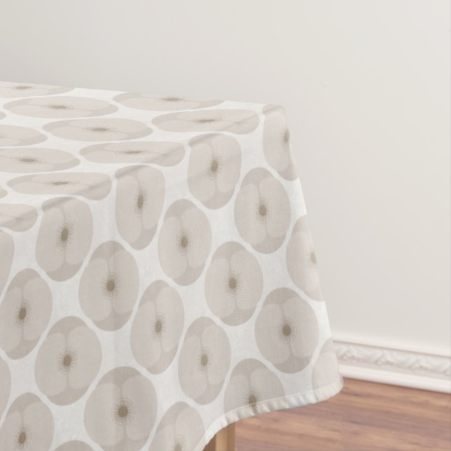 Bold Minimalist Poppy Textured Floral Cream Tablecloth (In Situ)