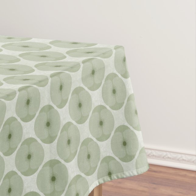 Bold Minimalist Poppy Textured Floral Green Tablecloth (In Situ)