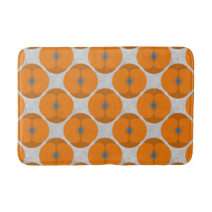 Bold Minimalist Poppy Textured Floral Orange Bath Mat