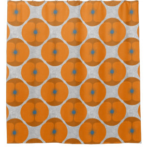 Bold Minimalist Poppy Textured Floral Orange Shower Curtain