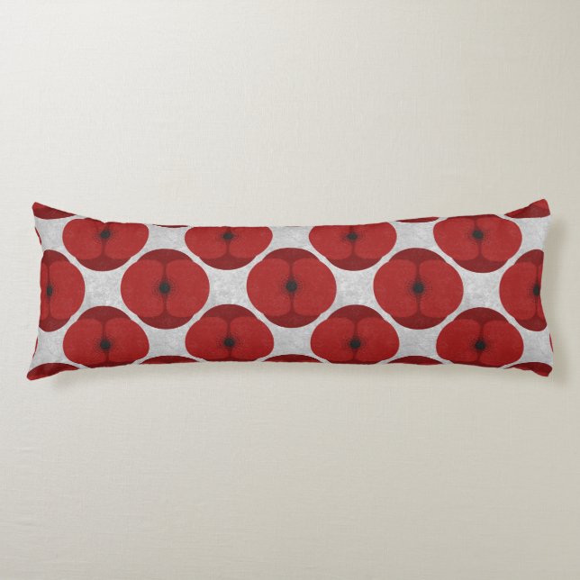 Bold Minimalist Poppy Textured Floral Red Body Cushion (Front)