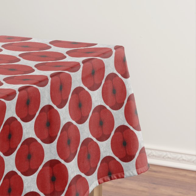 Bold Minimalist Poppy Textured Floral Red Tablecloth (In Situ)