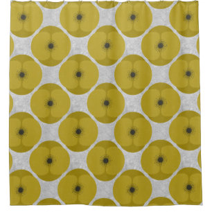 Bold Minimalist Poppy Textured Floral Yellow Shower Curtain
