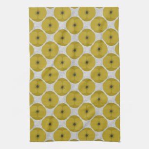 Bold Minimalist Poppy Textured Floral Yellow Tea Towel