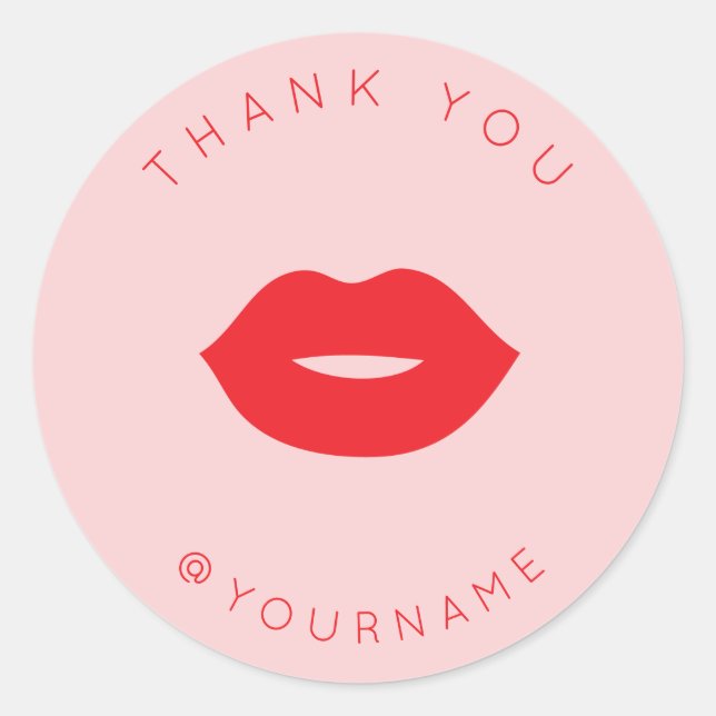 Bold Minimalist Red Lips Thank You Poshmark Seller Classic Round Sticker (Front)