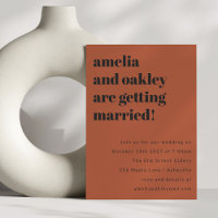 Bold Minimalist Rust Black Retro Wedding Website