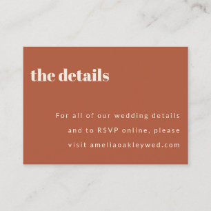 Bold Minimalist Rust Fall Retro Custom Wedding Enclosure Card