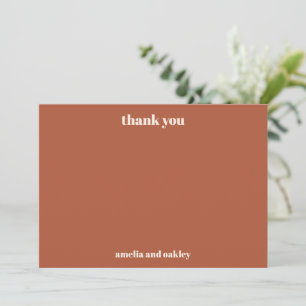 Bold Minimalist Rust Fall Retro Custom Wedding Thank You Card