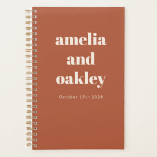 Bold Minimalist Rust Orange Retro Custom Wedding Planner