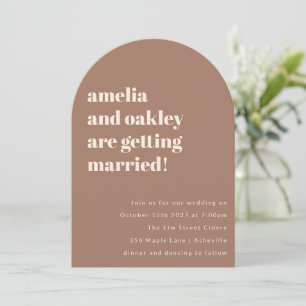 Bold Minimalist Soft Mocha Retro Wedding Arch Invitation