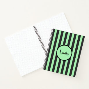 Bold Mint Green & Black Stripe Bullet Journal